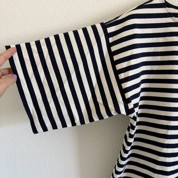 Tory Burch Stripe Top Womens S/P Navy White Cotton Boxy Style - Picture 3 of 12